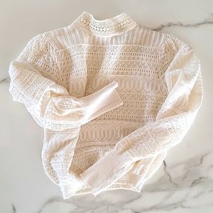 ZARA  CONTRASTING LACE MOCK NECK SWEATER SIZE S